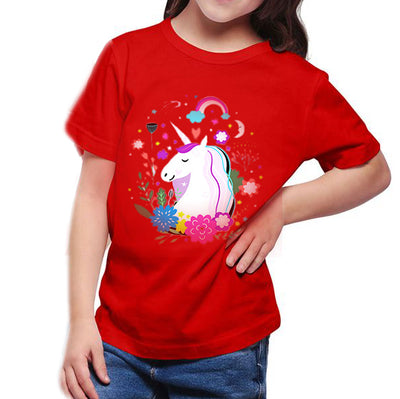 Kids Red T-shirt w Unicorn - Little Kooma