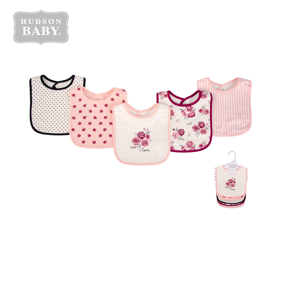 Baby 5pc Interlock Bibs Roses 17583 - Little Kooma