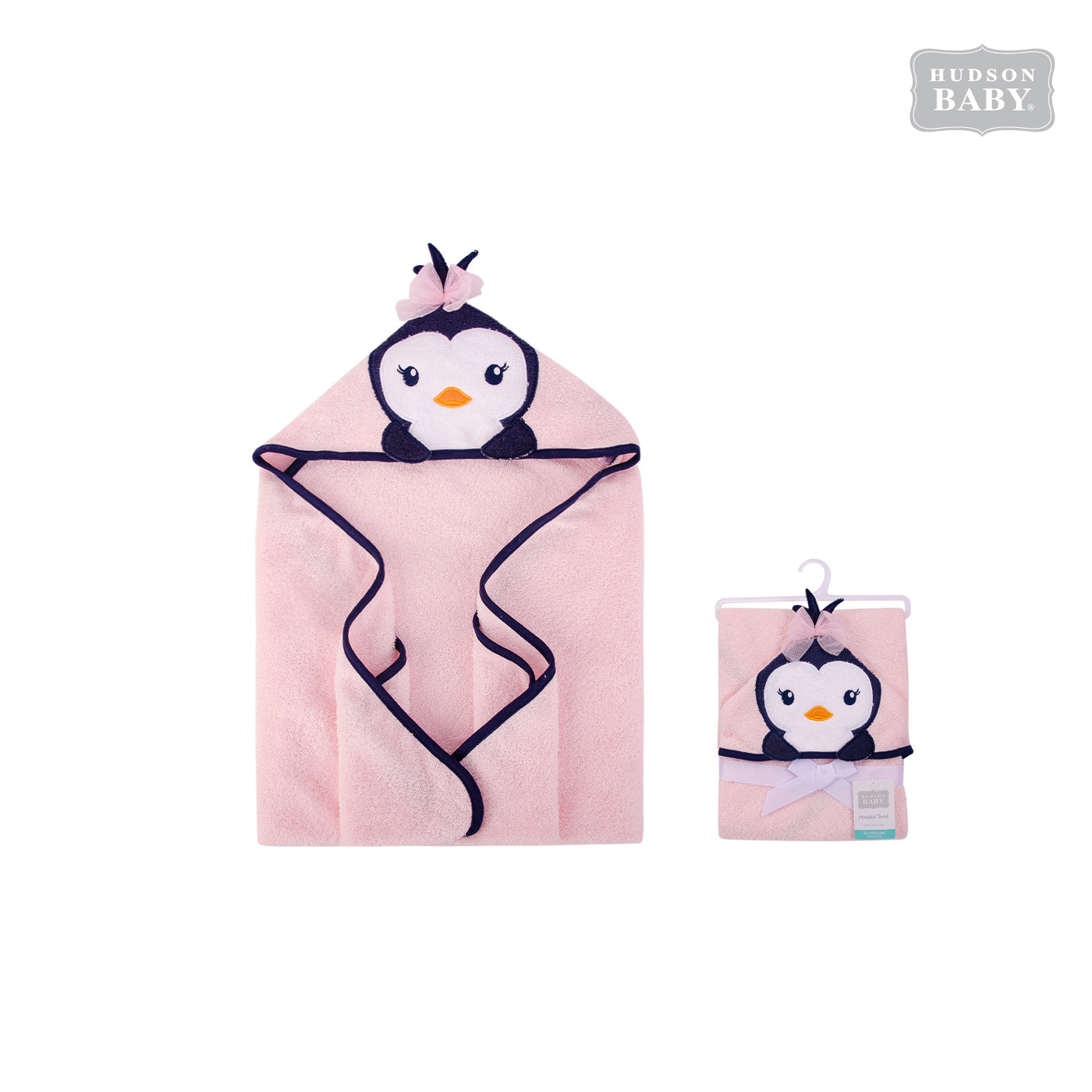 Baby Animal Hooded Towel(Woven Terry) 00340CH Pink Penguin - Little Kooma