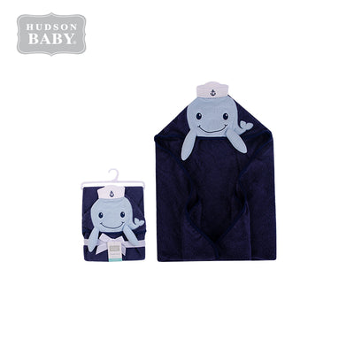 Baby Animal Hooded Towel(Woven Terry) 00346CH Dark Blue Dolphin - Little Kooma