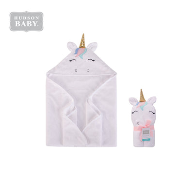 Baby Animal Hooded Towel(Woven Terry) 00354CH White Unicorn - Little Kooma