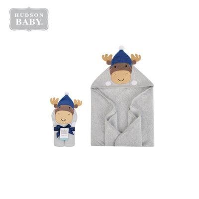 Baby Animal Hooded Towel(Woven Terry) 56491CH Winter Moose - Little Kooma