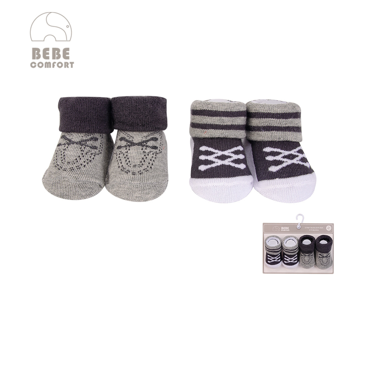 Baby Anti-slip Socks 2 Pair Pack 0-9 months BC71160 - 0805 - Little Kooma