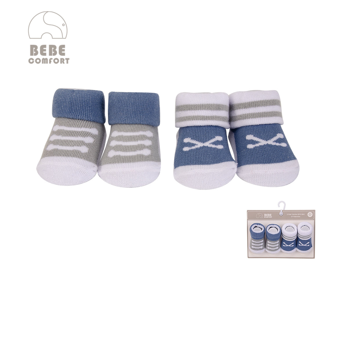 Baby Anti-slip Socks 2 Pair Pack 0-9 months BC71161 - 0805 - Little Kooma