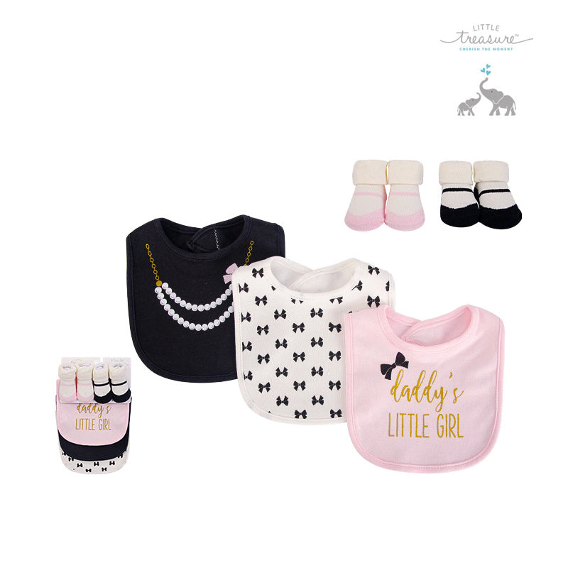 Baby Bibs n Socks 5 Pcs Set 75531 - 0528 - Little Kooma