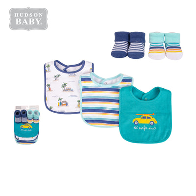 Baby Boy Bibs n Socks 5 Pcs Set 17600 Super Dude - Little Kooma