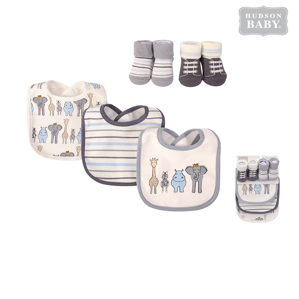 Baby Boy Bibs n Socks 5 Pcs Set 56221 - 1204 - Little Kooma