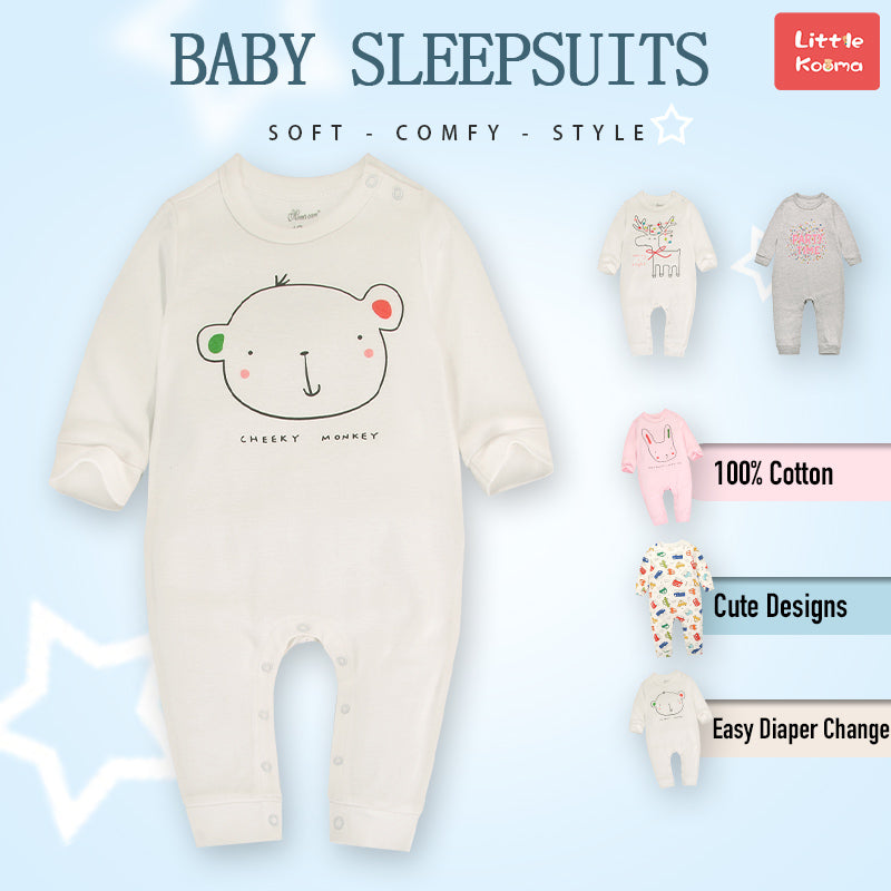 Baby Cheeky Monkey White Jumpsuit All In One - Little Kooma