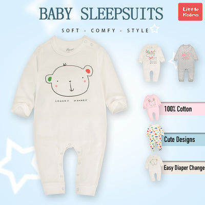 Baby Cheeky Monkey White Jumpsuit All In One - Little Kooma