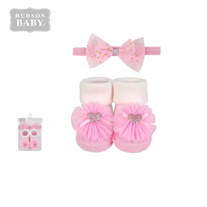 Baby Girl 2 Piece Headband n Socks Set 01162CH Bows - Little Kooma