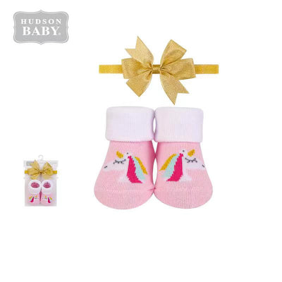 Baby Girl 2 Piece Headband n Socks Set 01169CH Unicorn - Little Kooma