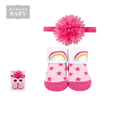 Baby Girl 2 Piece Headband n Socks Set 01170CH Rainbow - Little Kooma