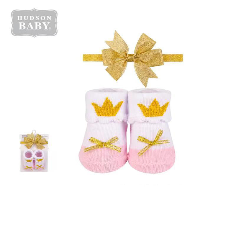 Baby Girl 2 Piece Headband n Socks Set 01172CH Princess - Little Kooma