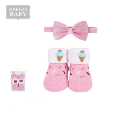 Baby Girl 2 Piece Headband n Socks Set 01176CH Ice Cream - Little Kooma