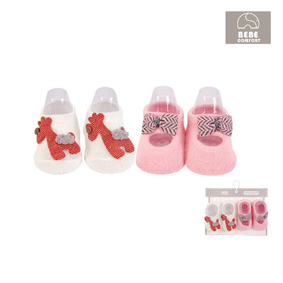 Baby Girl Anti-slip Socks 2 Pair Pack 0-12 months BC71141 - 0805 - Little Kooma