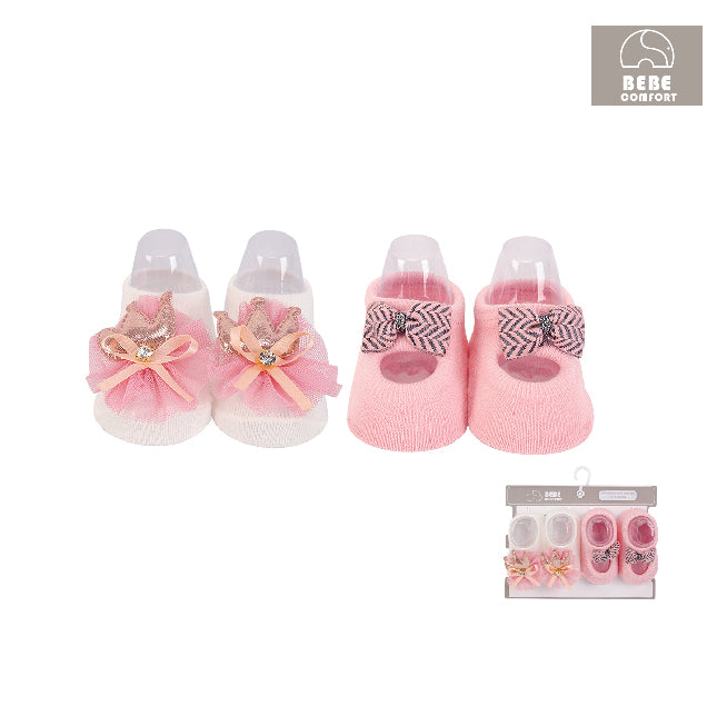 Baby Girl Anti-slip Socks 2 Pair Pack 0-12 months BC71148 - 0805 - Little Kooma