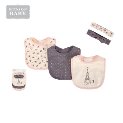 Baby Girl Bib Headband Set 5pc Paris 56268 - Little Kooma
