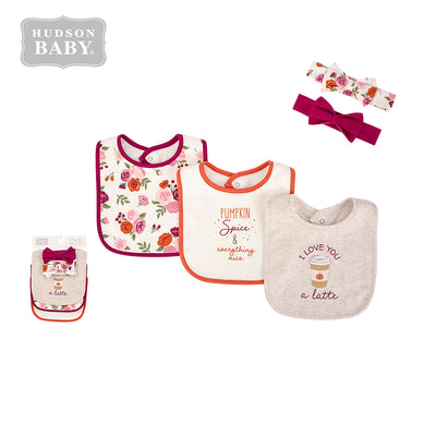 Baby Girl Bib Headband Set 5pc Pumpkin Spice 17613 - Little Kooma