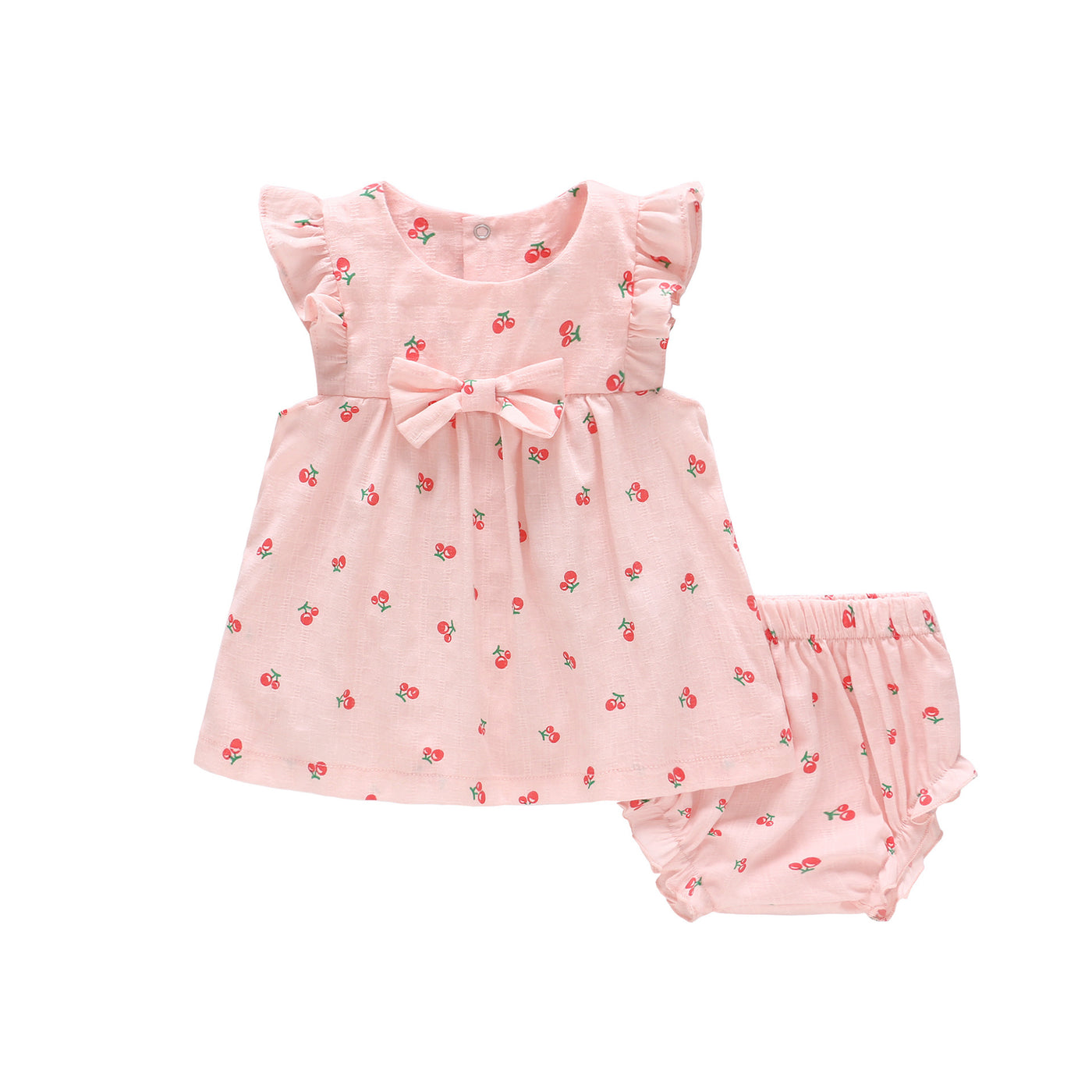 Baby Girl Cherry Dress n Knicker 2 Piece Set - Little Kooma
