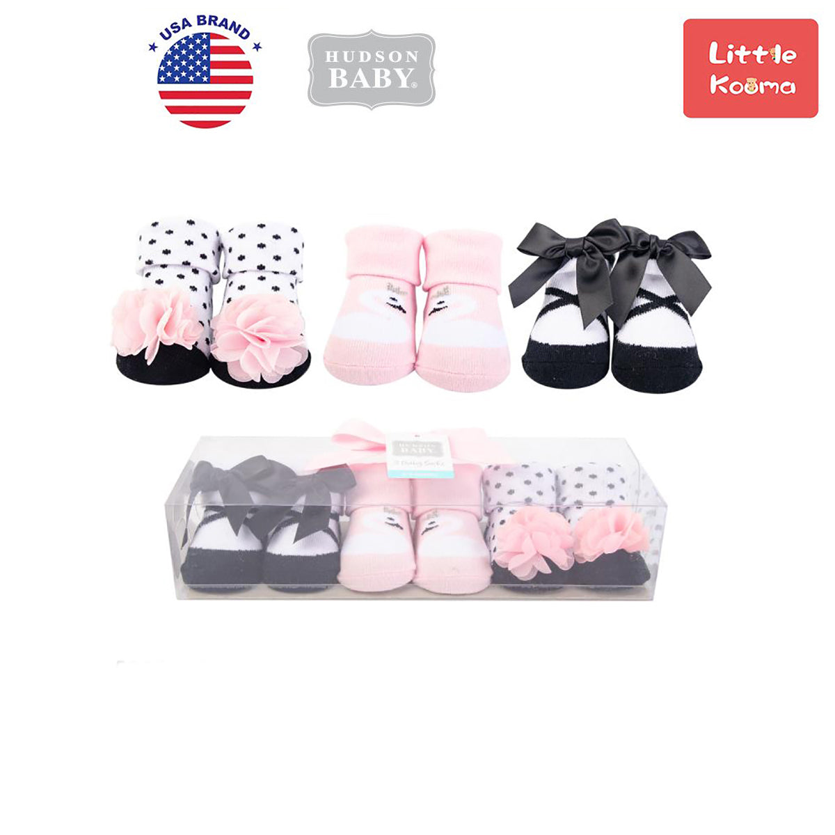 Baby Girl Newborn Baby 3 Pairs Socks Set 58259 - Little Kooma