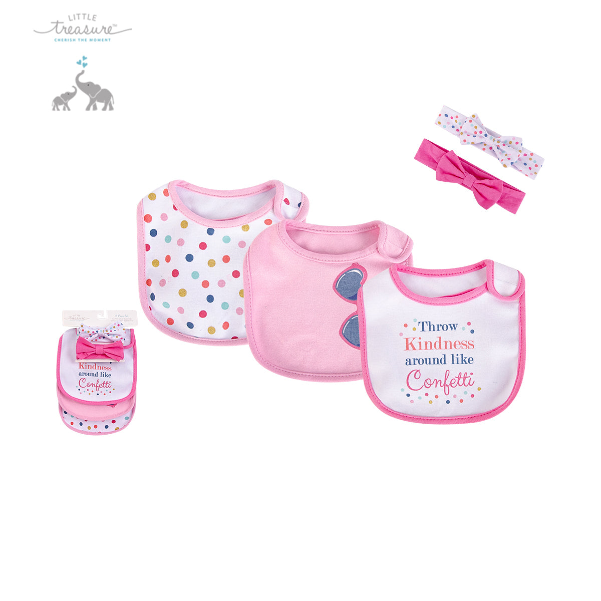 Baby Girls Bibs n Headwraps 5 Piece Pack 75508 - 1215 - Little Kooma