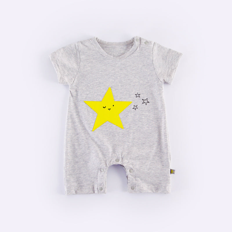 Baby Grey Romper w Yellow Star  - 0902 - Little Kooma