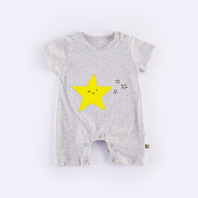 Baby Grey Romper w Yellow Star  - 0902 - Little Kooma