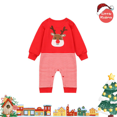 Baby Christmas Outfit Reindeer Long Sleeve All In One Jumpsuit - Little Kooma