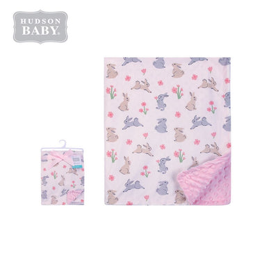 Baby Print Mink Blanket w Dotted Mink Back 00615CH - 1116 - Little Kooma