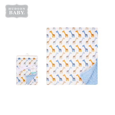 Baby Print Mink Blanket w Dotted Mink Back 50572B Giraffes - Little Kooma