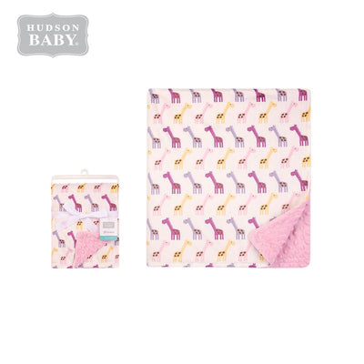 Baby Print Mink Blanket w Dotted Mink Back 50572P Giraffes - Little Kooma