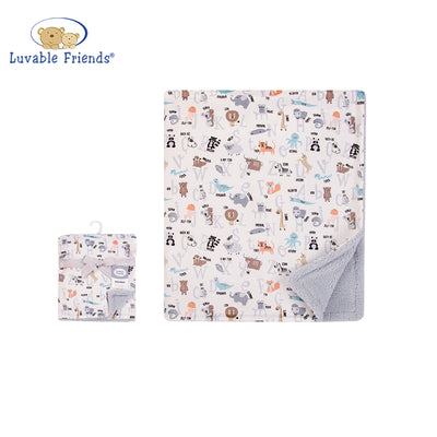 Baby Printed Mink w Sherpa Backing Blanket Alphabet Animals 52410CH - Little Kooma
