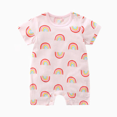 Baby Romper Pink w Rainbows - Little Kooma