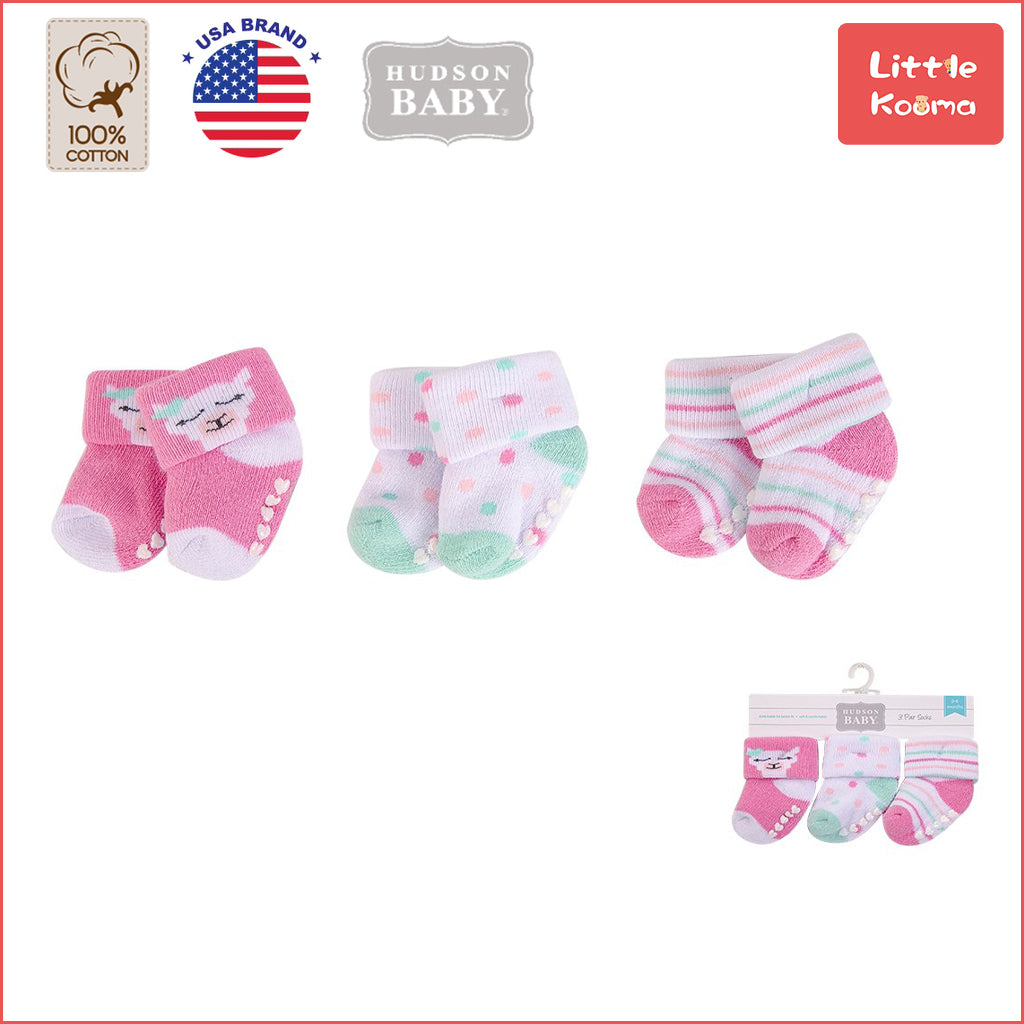 New Born Baby Terry Socks 3 Pack 00377 - 1204 Colorful Dots - Little Kooma