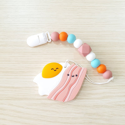 Food Grade Silicone Baby Teether - Bacon and Egg - Little Kooma