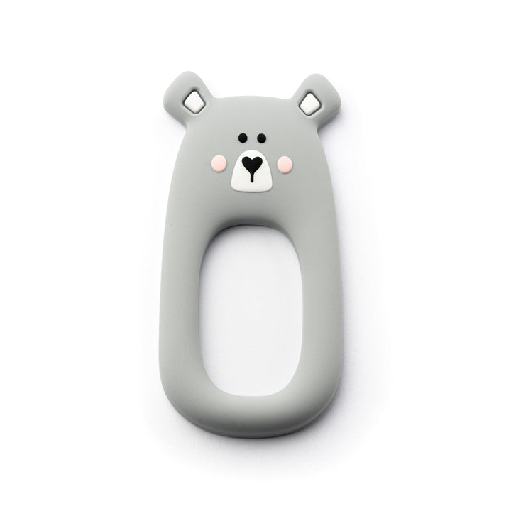 Baby Teether Set Grey Bear Silicone Teether Set By Little Cheeks - Little Kooma