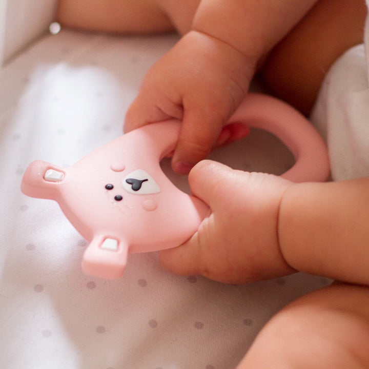 Baby Teether Set Pink Bear Silicone Teether Set By Little Cheeks - Little Kooma