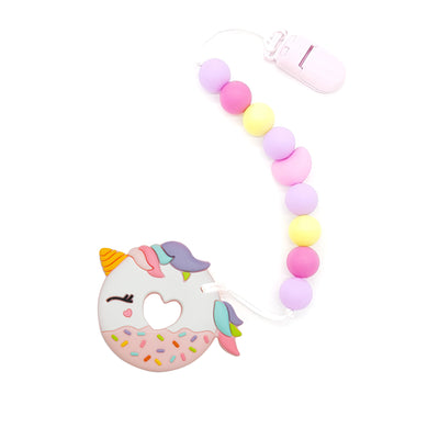 Pink Unicorn Donut Silicone Baby Teether Set - Cotton Candy - Little Kooma