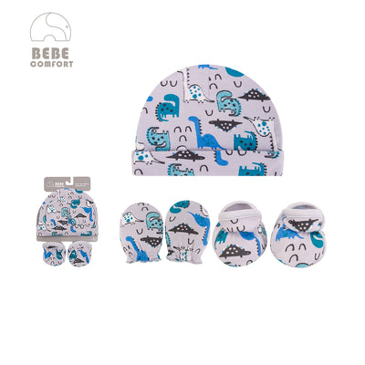 Bebe Comfort Hats n Scratch Mittens n Booties 5 Pcs Set Dinosaur BC73131 - Little Kooma