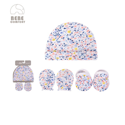 Bebe Comfort Hats n Scratch Mittens n Booties 5 Pcs Set Floral Prints BC73136 - Little Kooma