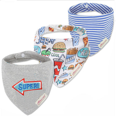 Baby Boy Cotton Towel Bibs 3 Piece Pack - Little Kooma