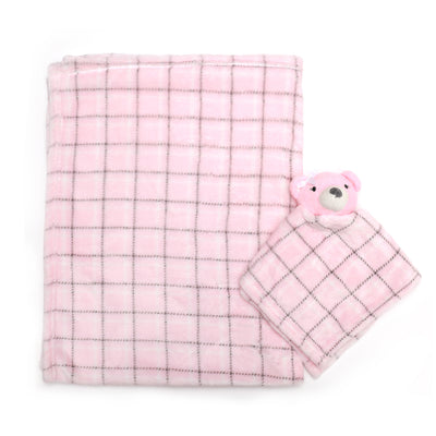 Personalised Customized Luvable Friends Plush Blanket With Pink Bear 17451 - Little Kooma