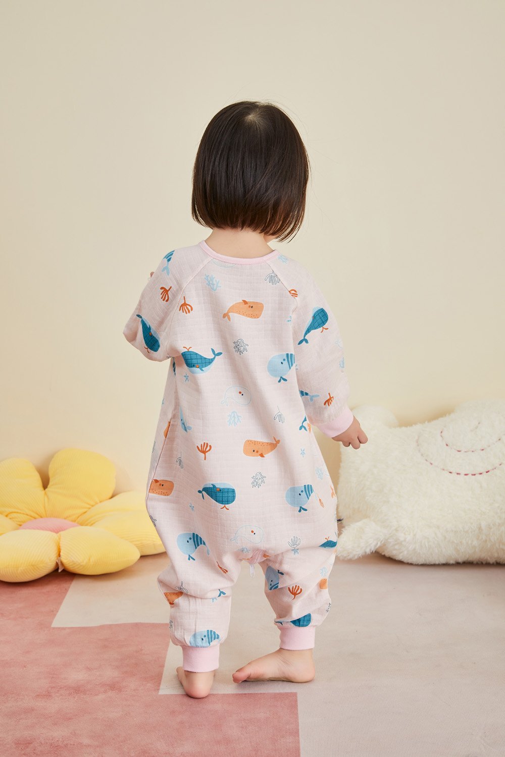 Baby Wearable Muslin Blanket Long Sleeve Sleeping Bag 3-Way Zipper Pink - Little Kooma