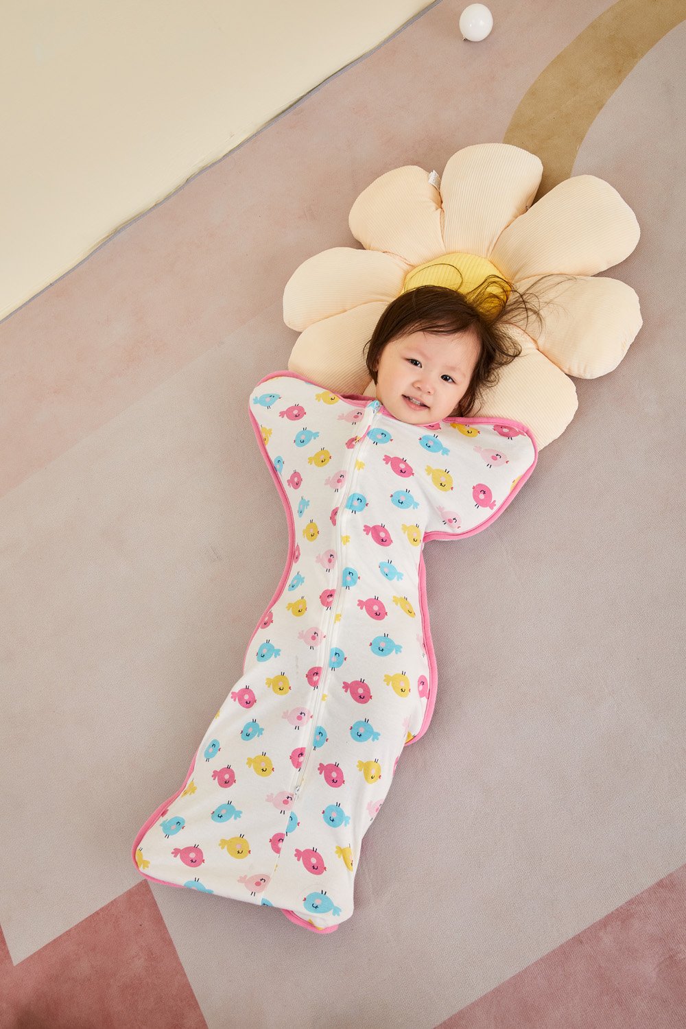 Baby Transitional Swaddle Sack w Arms Up 2-Way Zipper Birds - Little Kooma