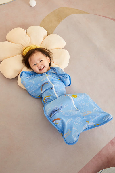 Baby Transitional Swaddle Sack w Arms Up 2-Way Zipper Aeroplane - Little Kooma