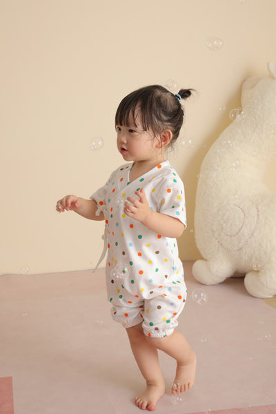 Baby Kimono Romper Colorful Polka Dots - Little Kooma