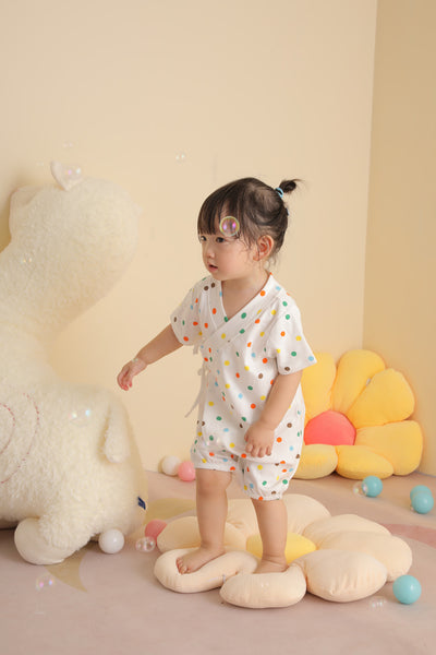 Baby Kimono Romper Colorful Polka Dots - Little Kooma