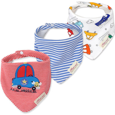 Baby Boy Cotton Towel Bibs 3 Piece Pack - Little Kooma