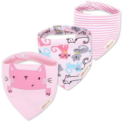 Baby Girl Cotton Towel Bibs 3 Piece Pack - 0719 - Little Kooma