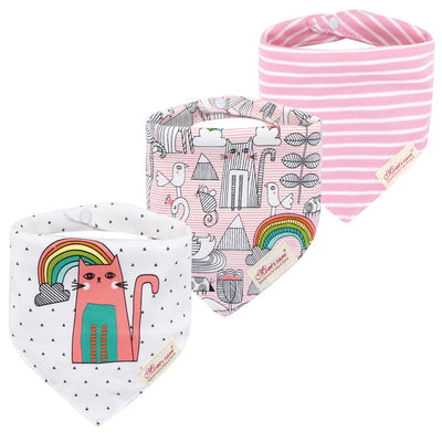 Baby Girl Cotton Towel Bibs 3 Piece Pack - Little Kooma